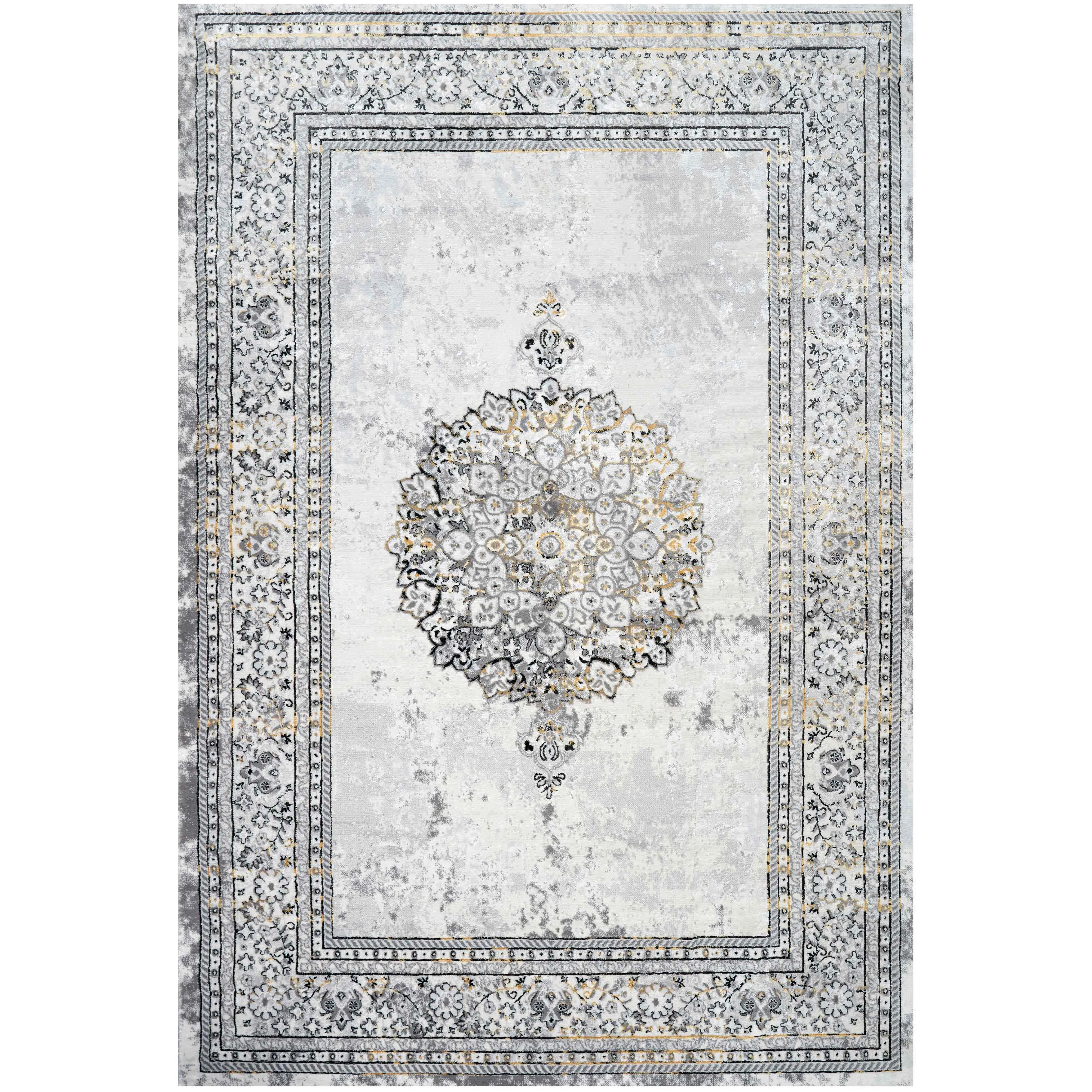 Gold Traditional Distressed Large Dining Table Rugs - Victoria