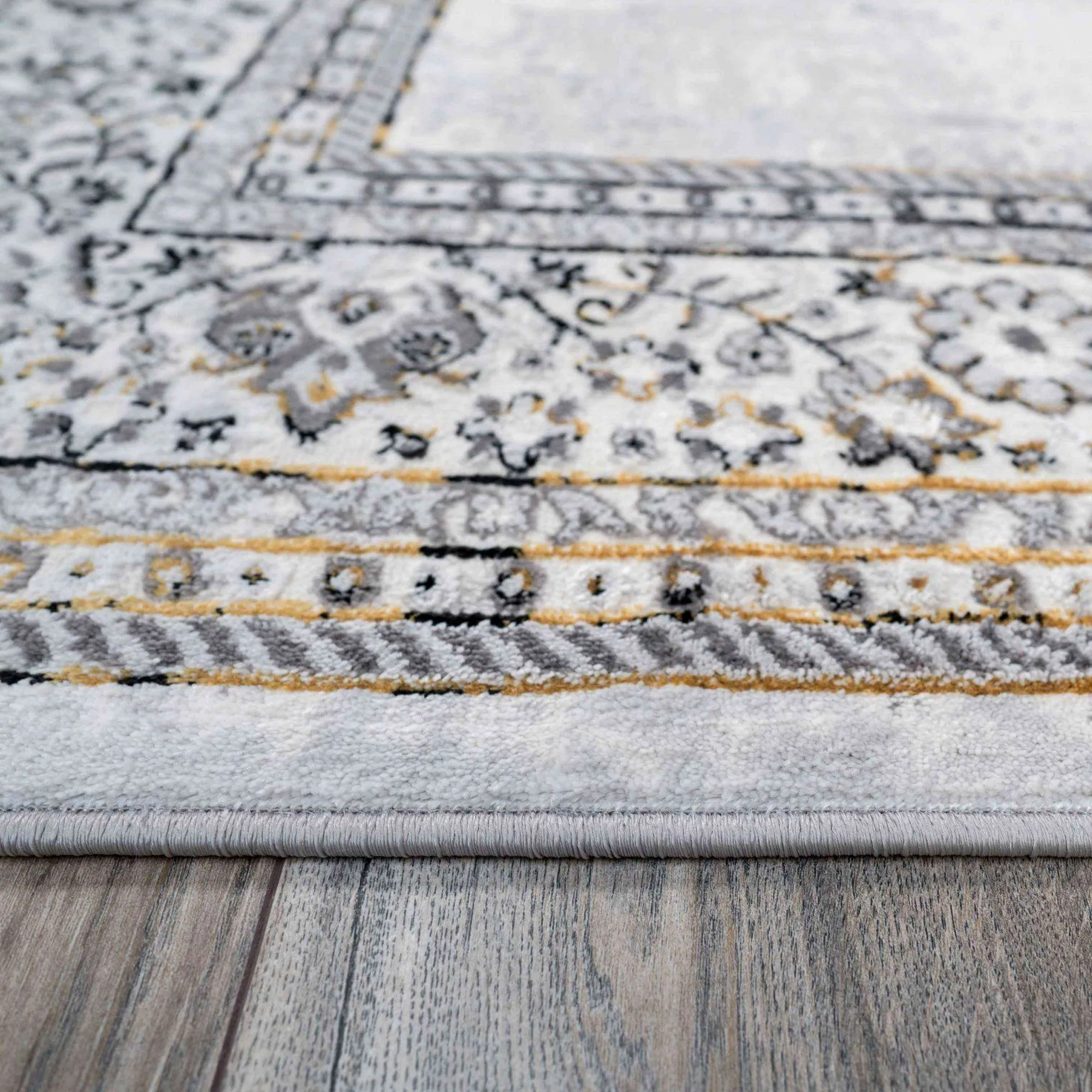 Gold Traditional Distressed Large Dining Table Rugs - Victoria