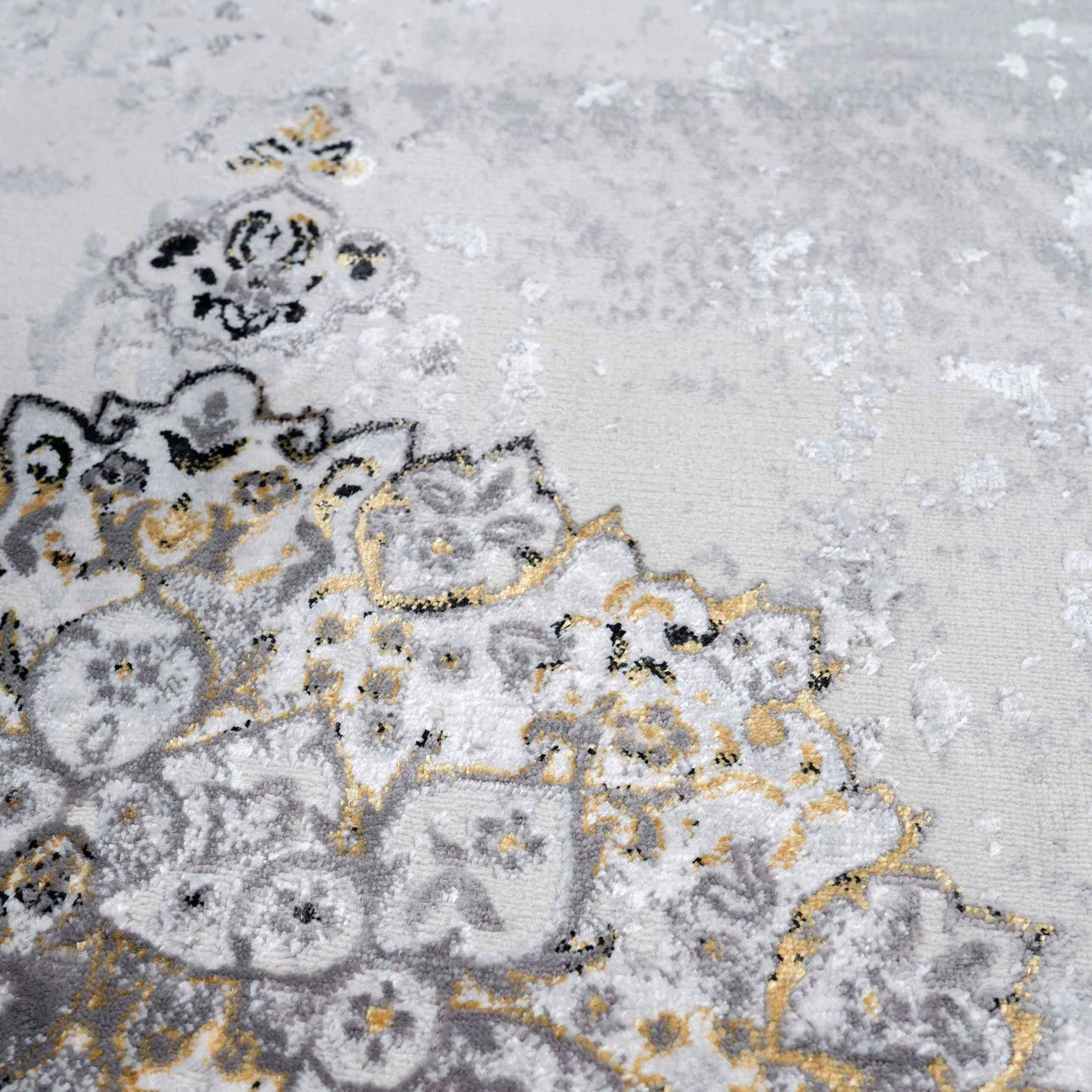Gold Traditional Distressed Large Dining Table Rugs - Victoria