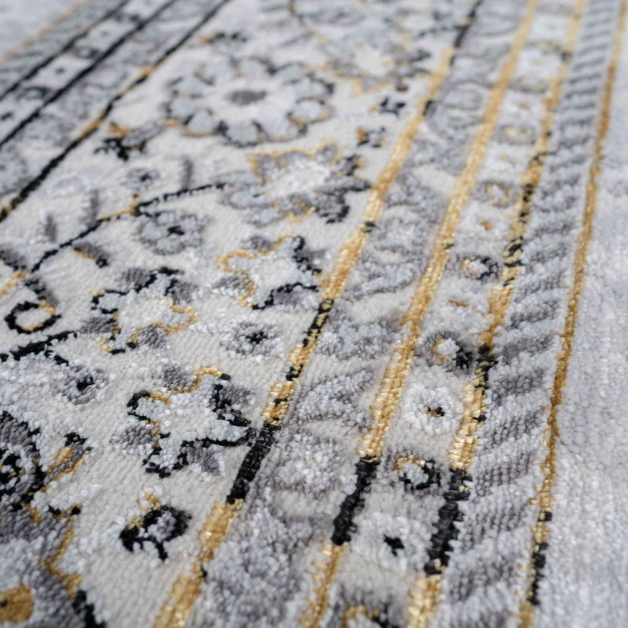 Gold Traditional Distressed Large Dining Table Rugs - Victoria