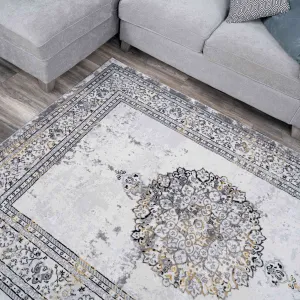 Gold Traditional Distressed Large Dining Table Rugs - Victoria