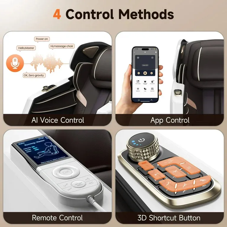 Golden Massage 4D Chair with APP Control, 55” SL Track, and 3 Zero Gravity Modes