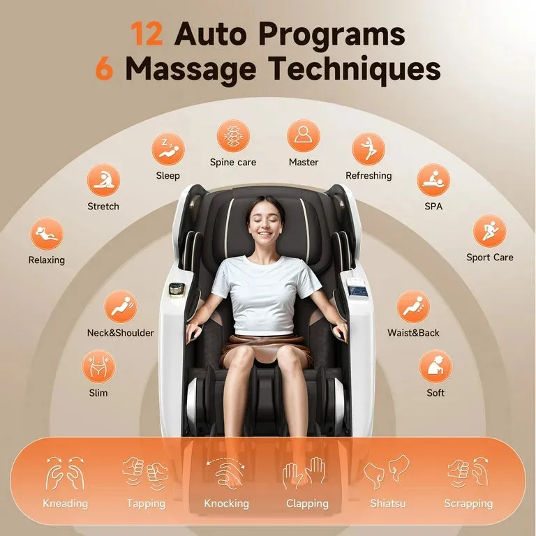 Golden Massage 4D Chair with APP Control, 55” SL Track, and 3 Zero Gravity Modes