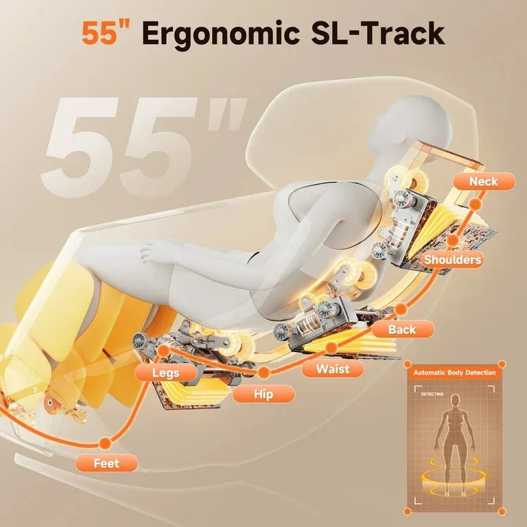 Golden Massage 4D Chair with APP Control, 55” SL Track, and 3 Zero Gravity Modes