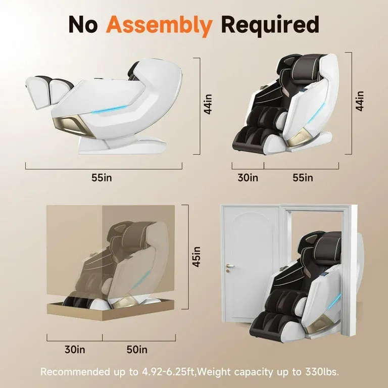 Golden Massage 4D Chair with APP Control, 55” SL Track, and 3 Zero Gravity Modes