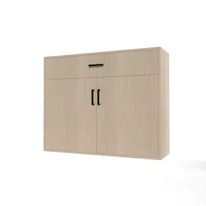 GrandCellar™ - 10 Column Full-Depth Wine & Liquor Cabinet - Black Handle Pulls
