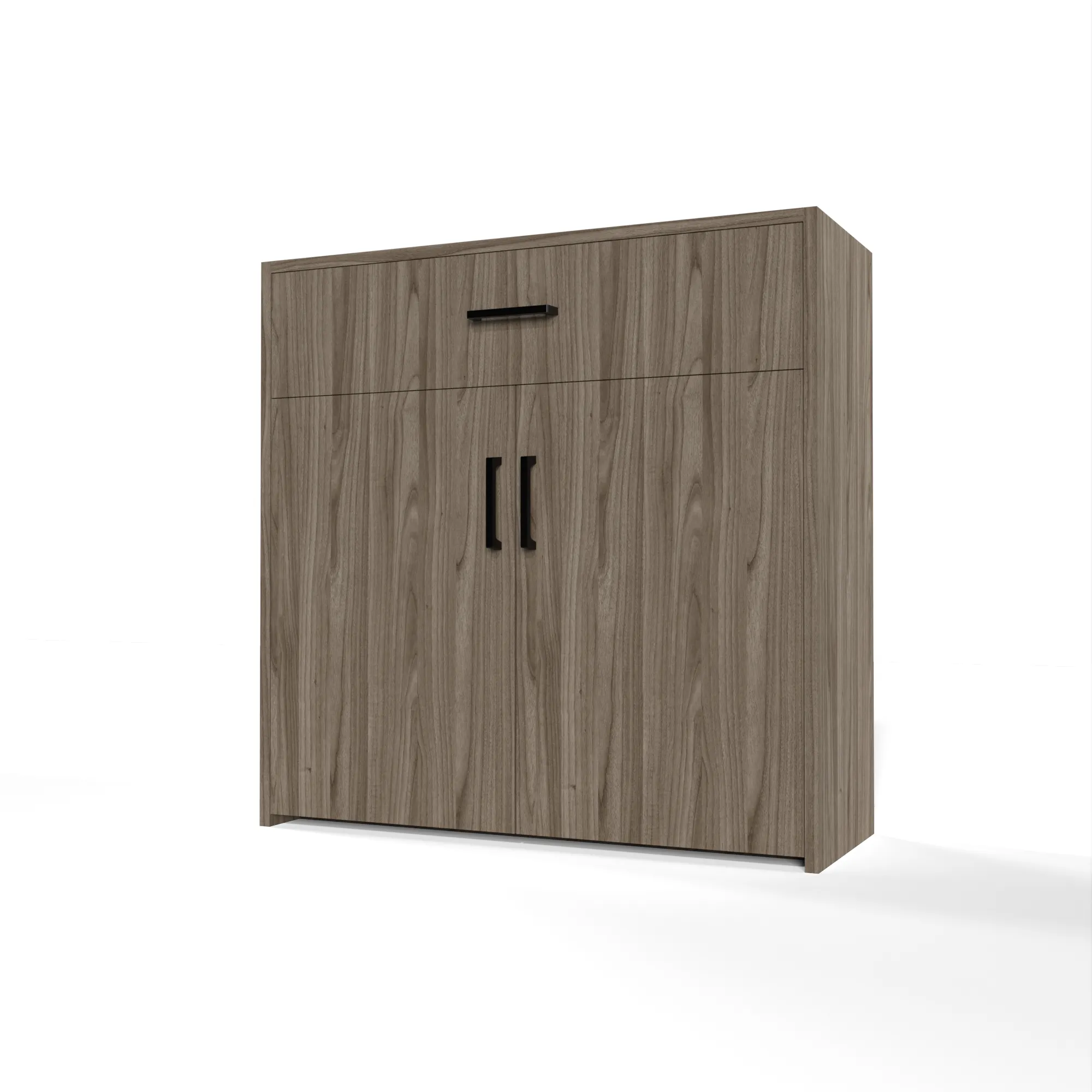GrandCellar™ - 8 Column Full-Depth Wine & Liquor Cabinet - Black Handle Pulls
