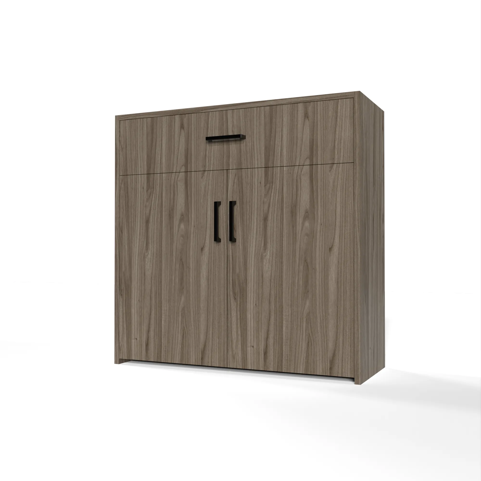 GrandCellar™ - 8 Column Full-Depth Wine & Liquor Cabinet - Black Handle Pulls