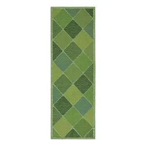 Green Swedish Flatweave Runner - 4'2" x 12'4"
