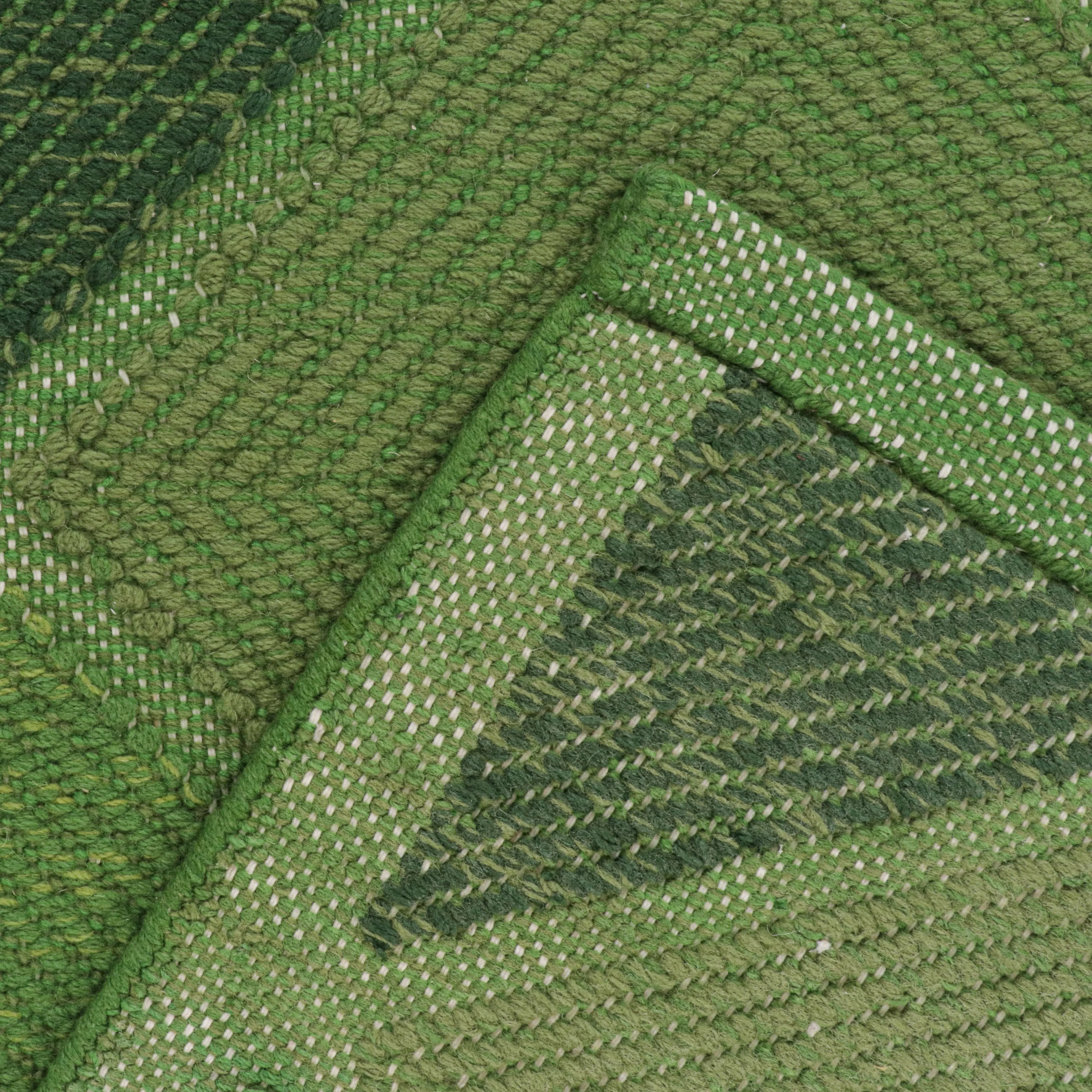Green Swedish Flatweave Runner - 4'2" x 12'4"