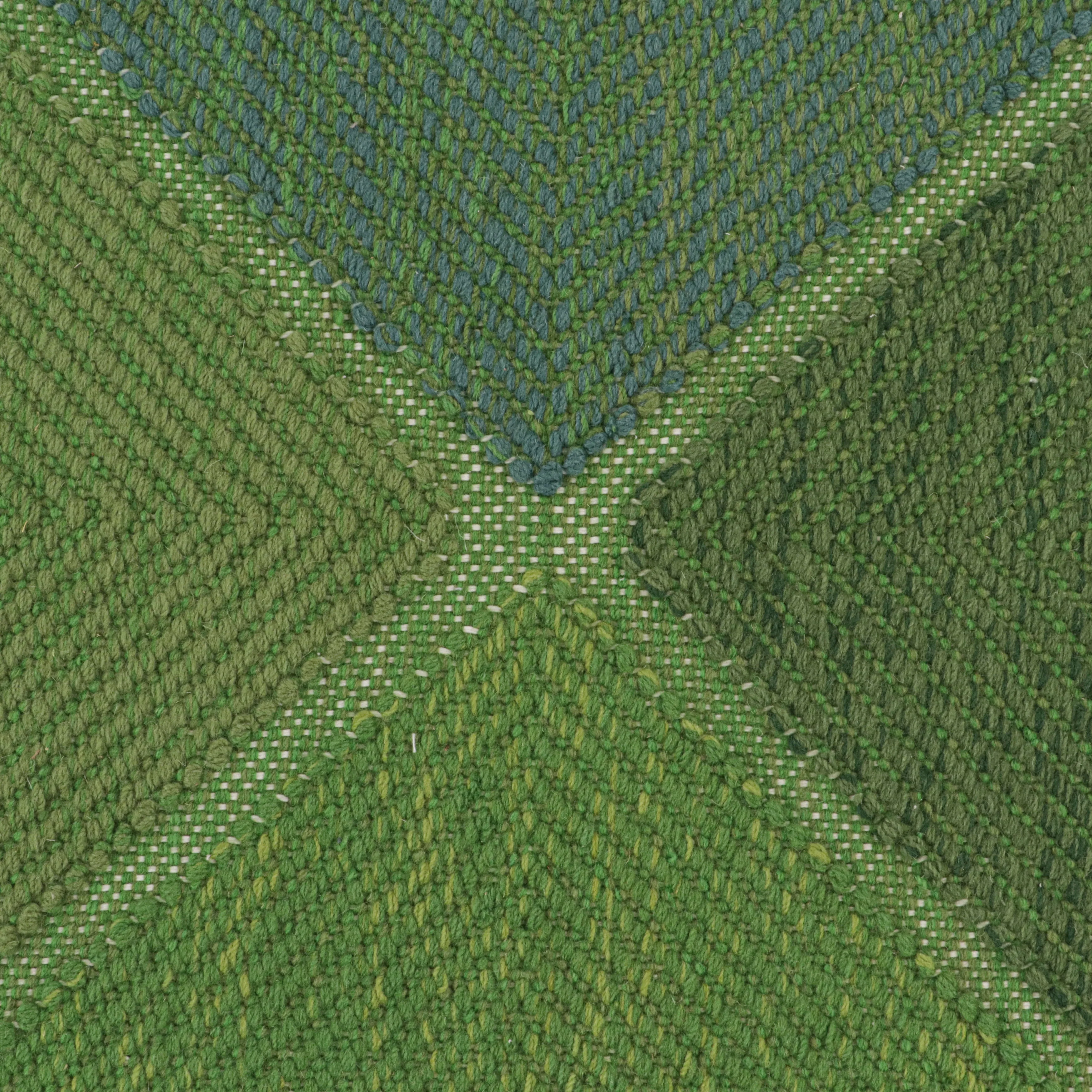 Green Swedish Flatweave Runner - 4'2" x 12'4"