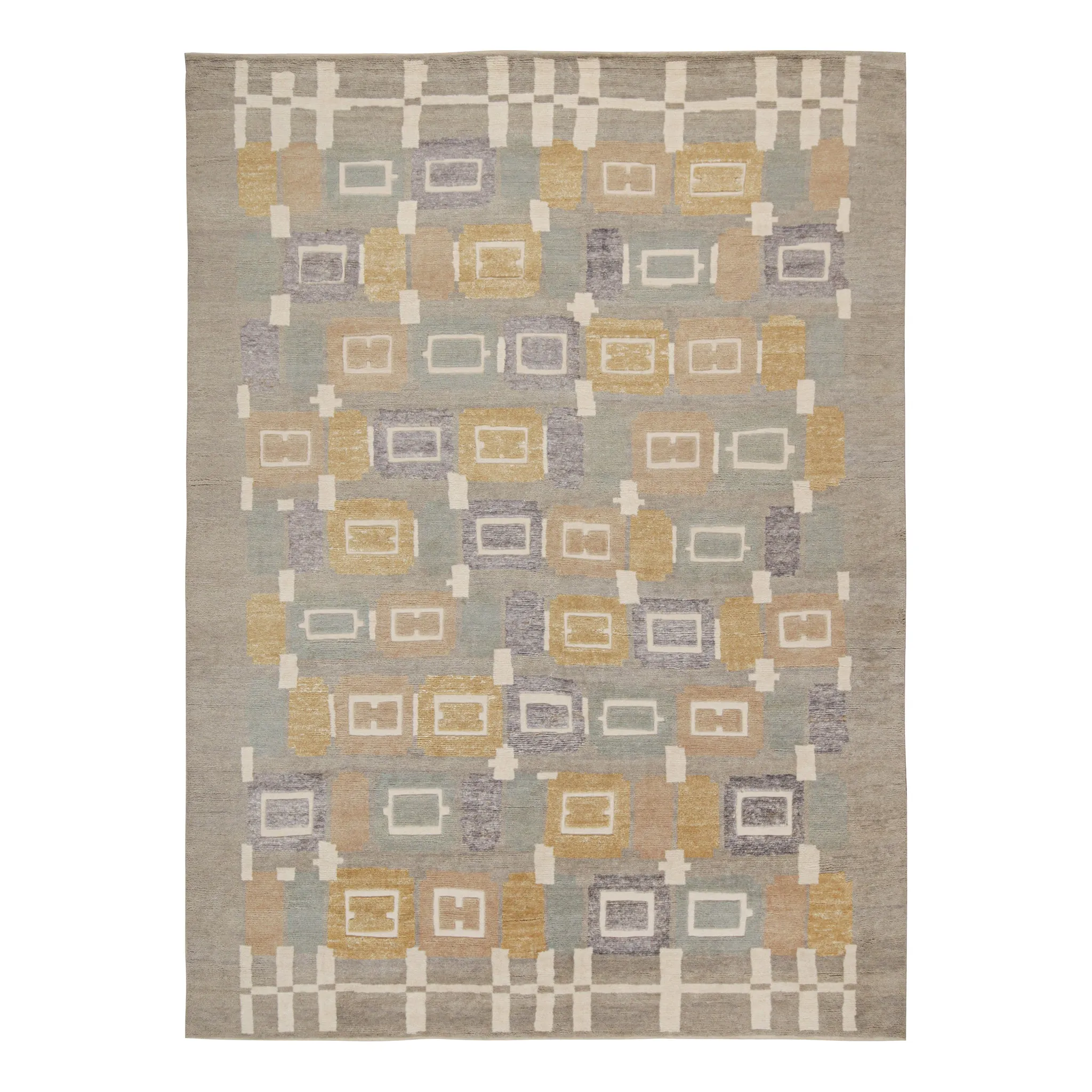 Grey Modern Wool Rug - 9' x 12'5"