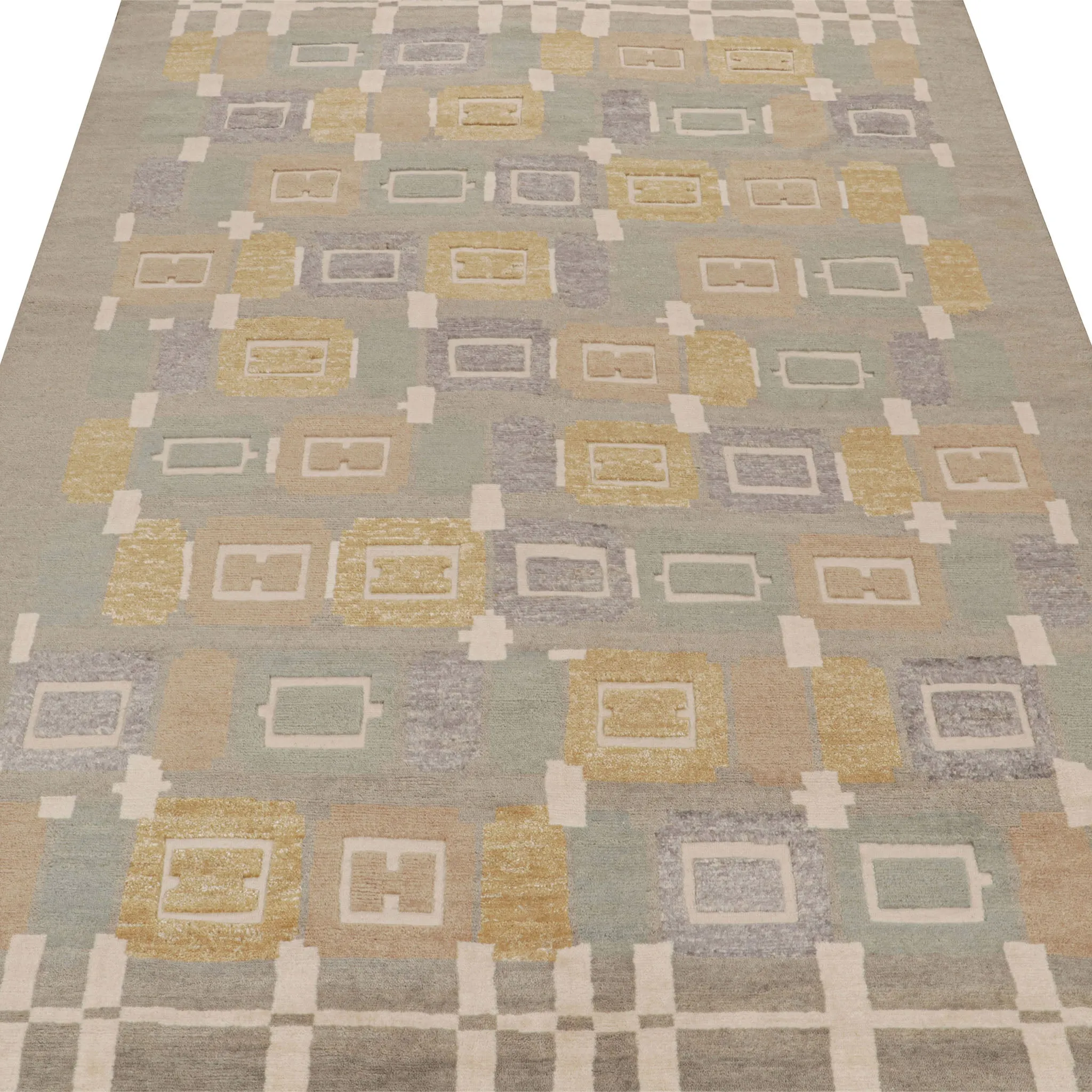 Grey Modern Wool Rug - 9' x 12'5"