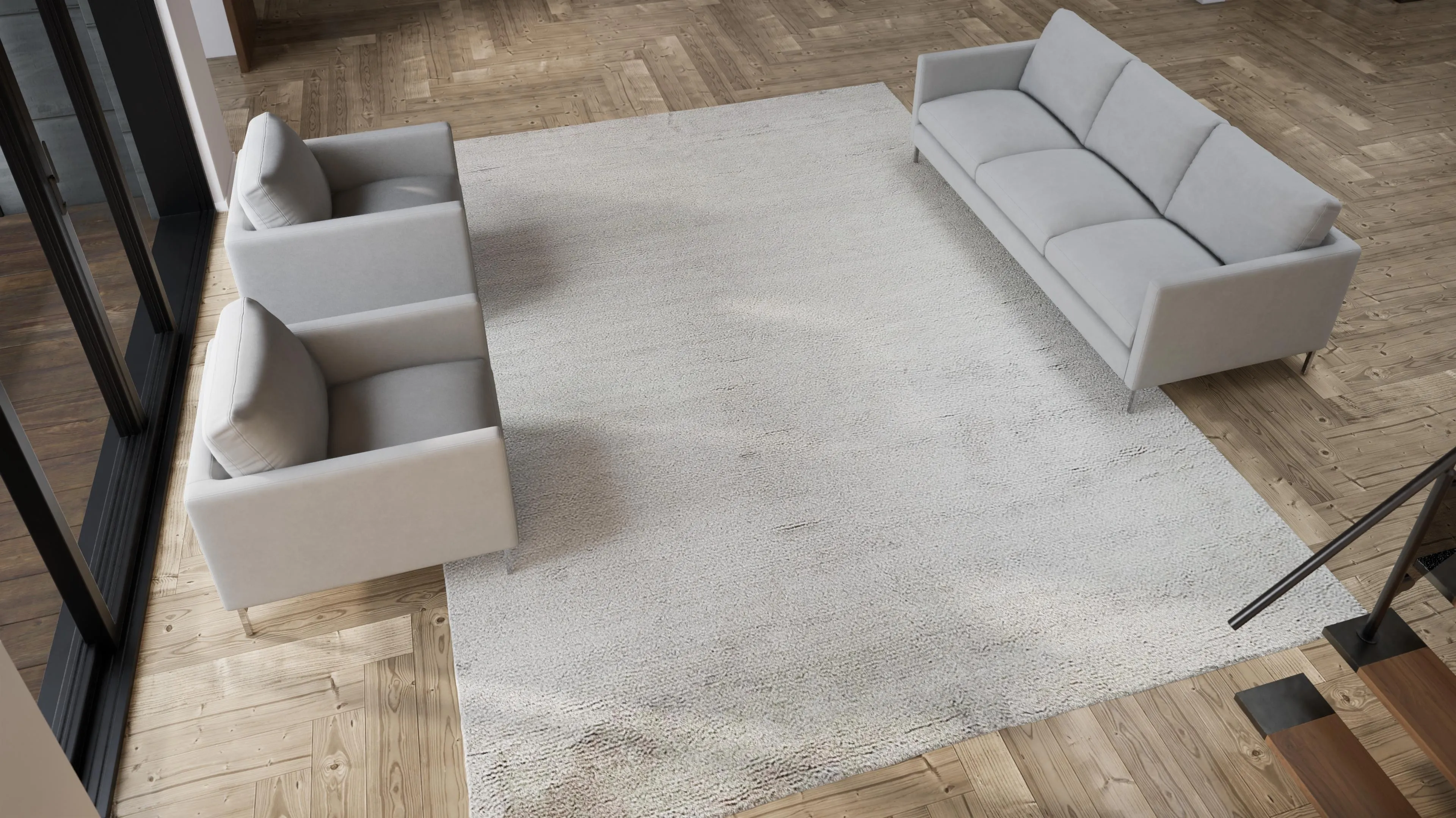 Grey Textured Cashmere & Wool Rug - 10' x 14'