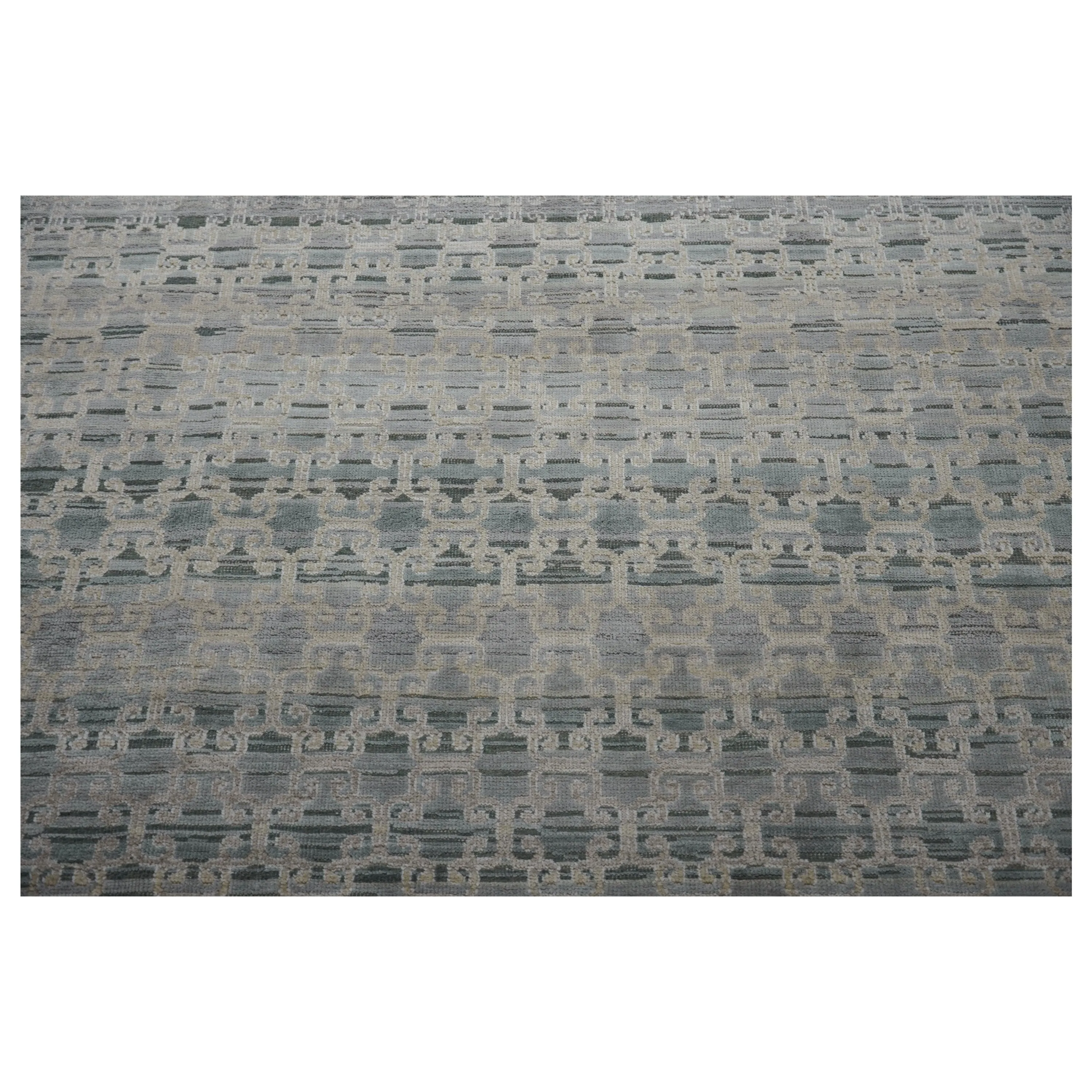 Grey Traditional Silk Rug - 9' x 12'
