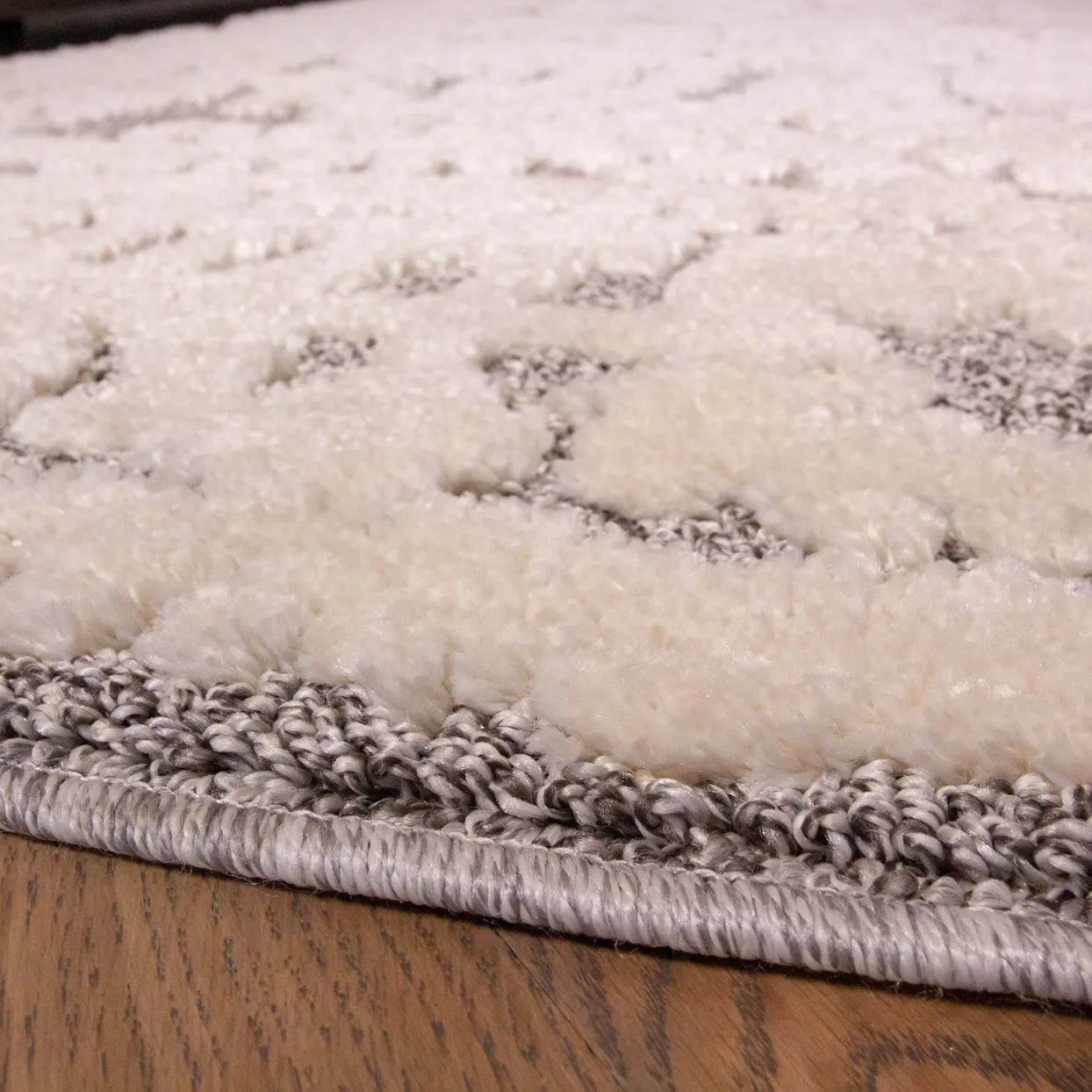 Grey White Damask Runner Scandi Rug