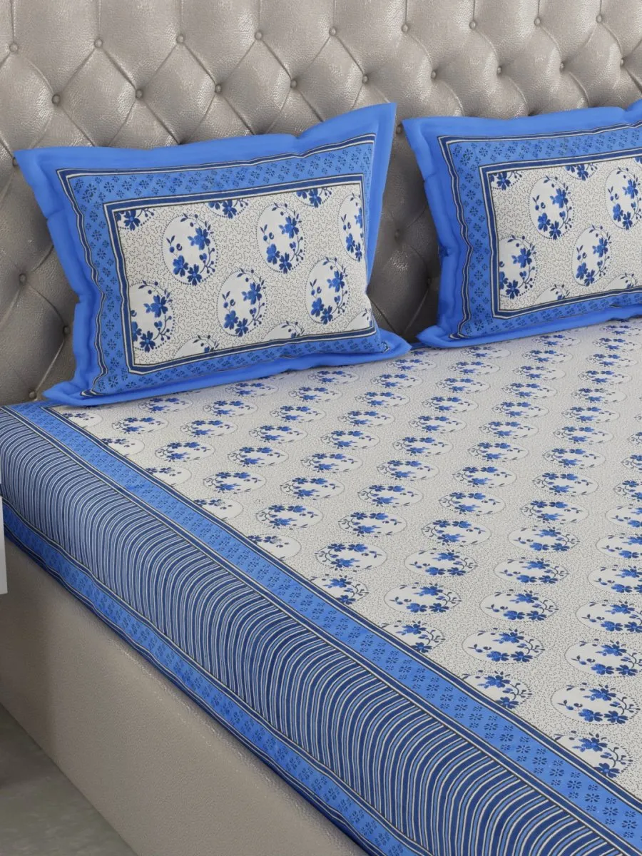 Hand Block Printed Pure Cotton King Size Bedding Set