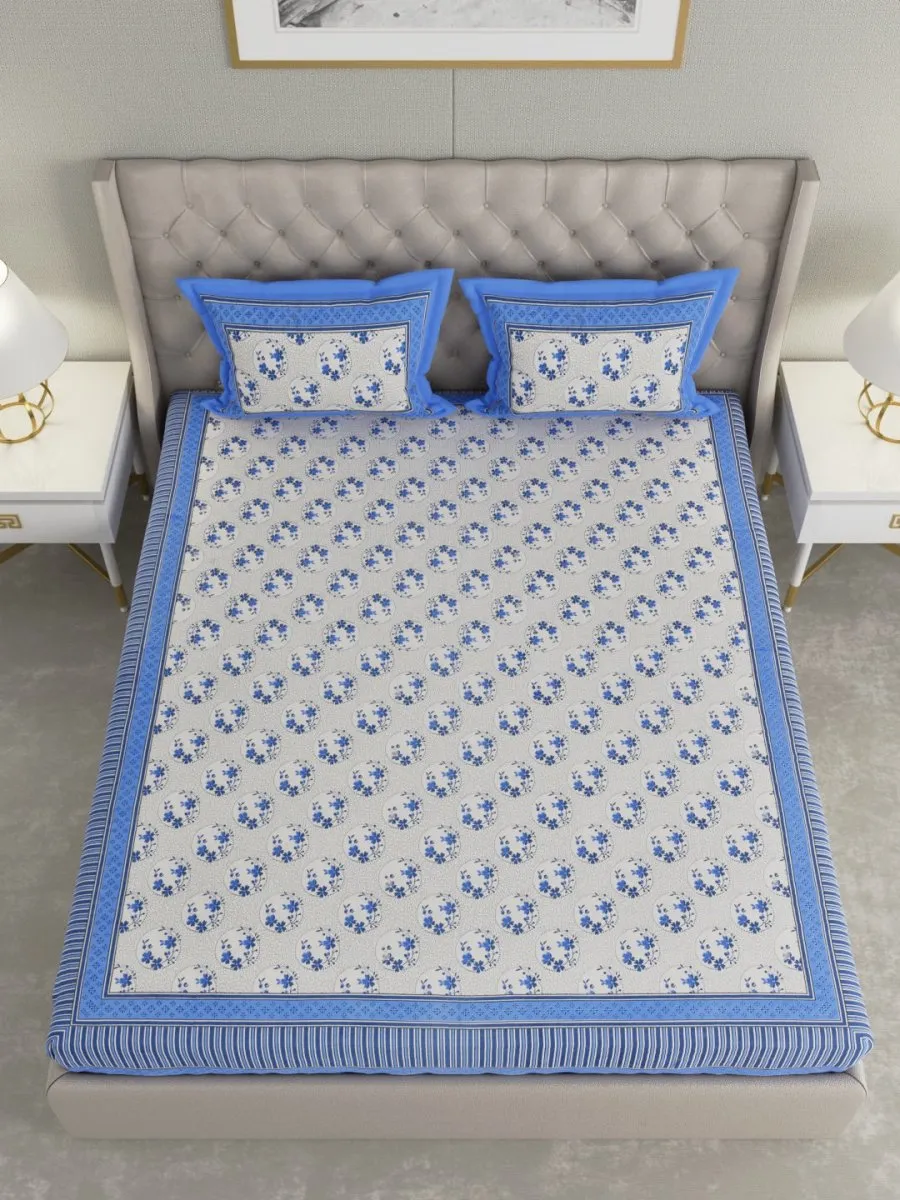 Hand Block Printed Pure Cotton King Size Bedding Set