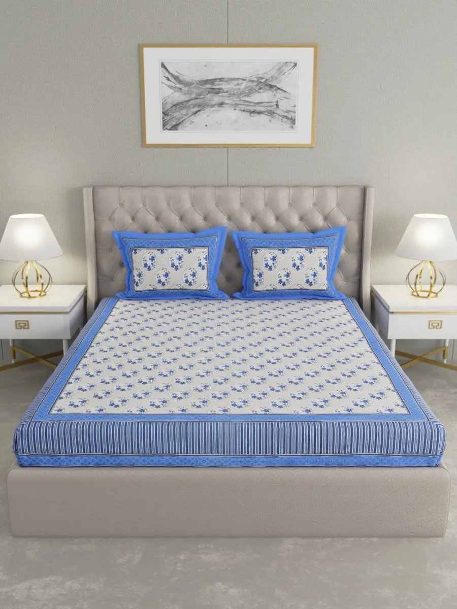 Hand Block Printed Pure Cotton King Size Bedding Set