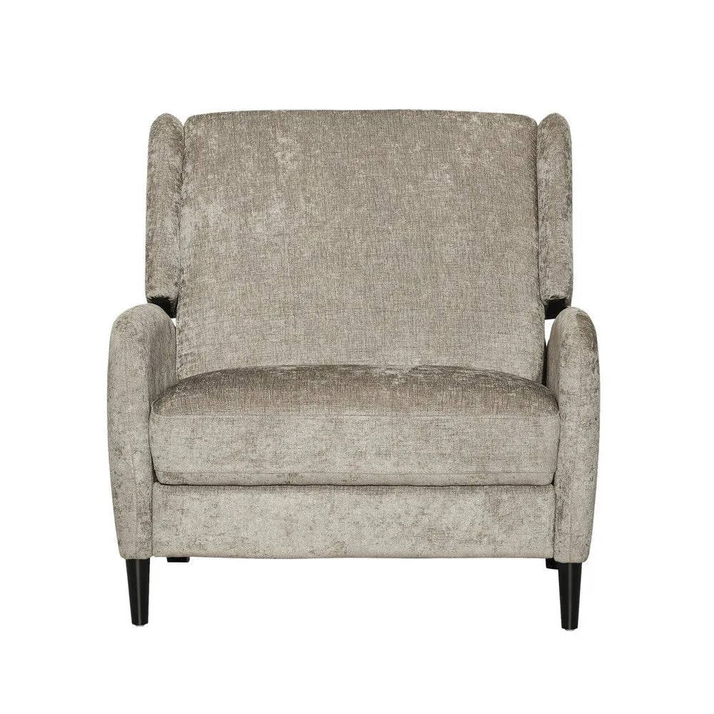 Howie Pushback Manual Recliner Chair, Dark Brown Wood, Textured Beige By Casagear Home