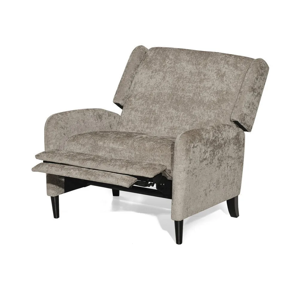 Howie Pushback Manual Recliner Chair, Dark Brown Wood, Textured Beige By Casagear Home