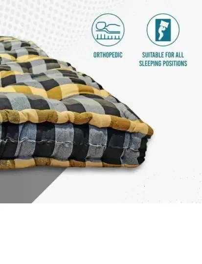 IMSMARTMART Double Cotton Mattress - 6x4 ft, 6-Inch Thick, Soft Multicolor, Breathable, Comfortable, Durable, All-Season, Ideal for Sensitive Skin (48x72 Inches)