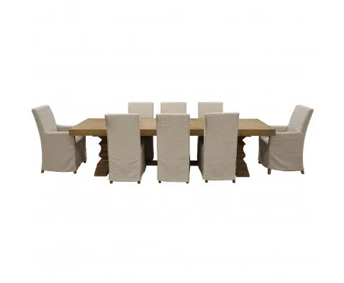 Ixora Dining Chair Set of 10 Fabric Slipcover French Provincial Carver Timber