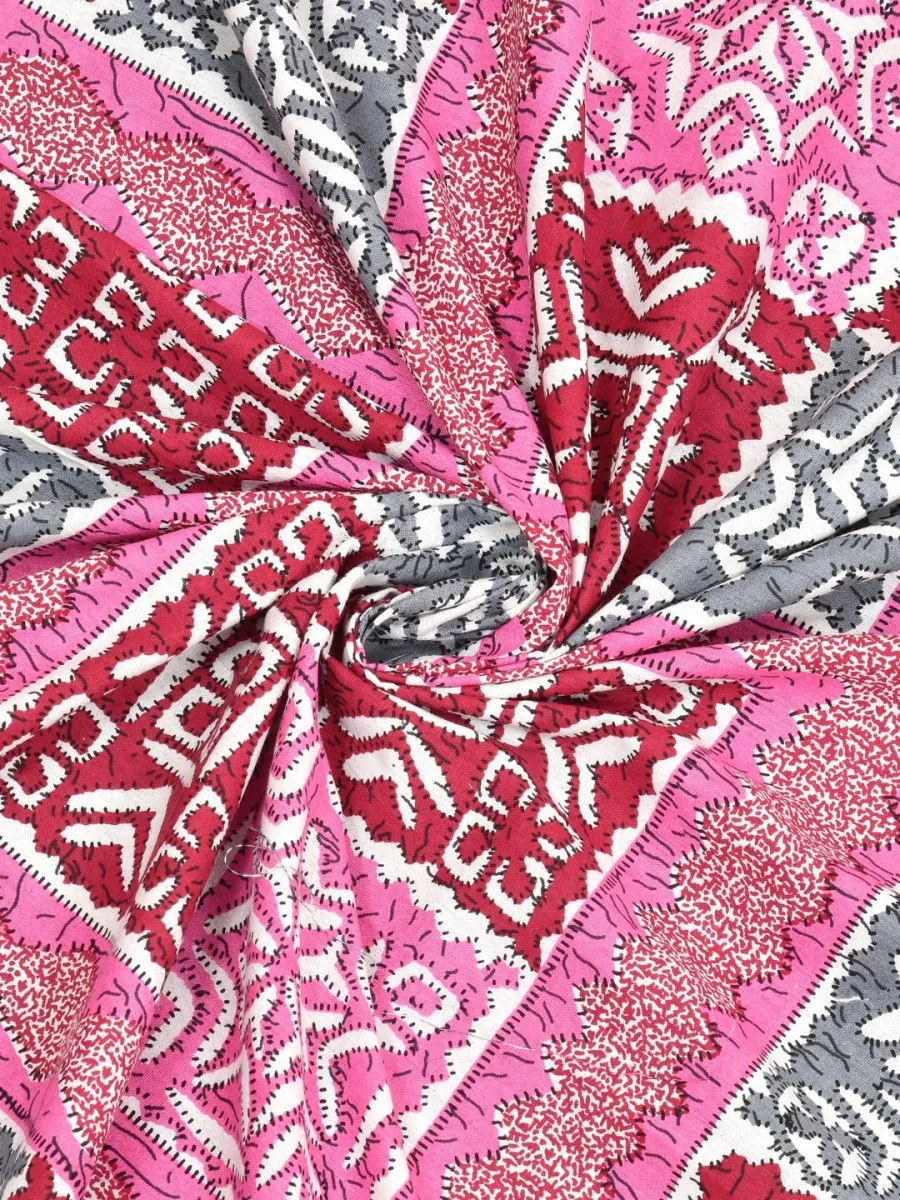 Jaipuri Hand Printed Queen Size Cotton Bedding Set -643