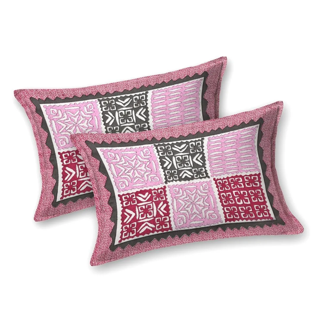 Jaipuri Hand Printed Queen Size Cotton Bedding Set -643