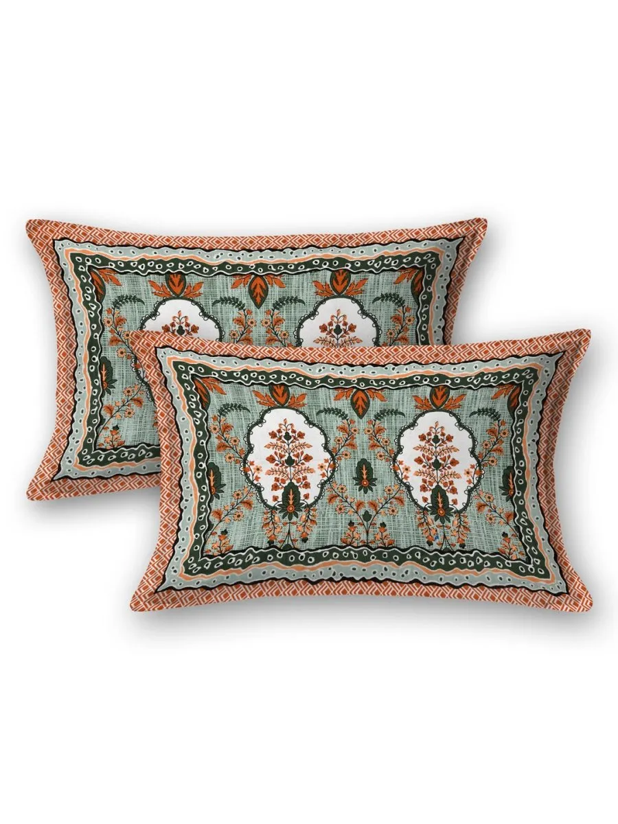 Jaipuri Hand Printed Queen Size Cotton Bedding Set -649