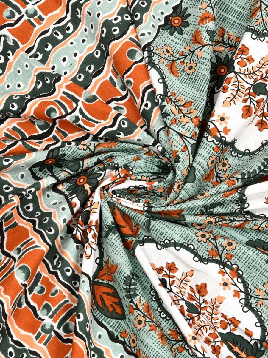 Jaipuri Hand Printed Queen Size Cotton Bedding Set -649