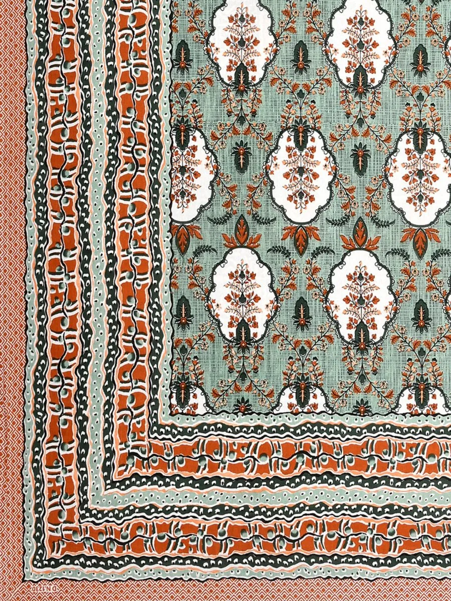 Jaipuri Hand Printed Queen Size Cotton Bedding Set -649