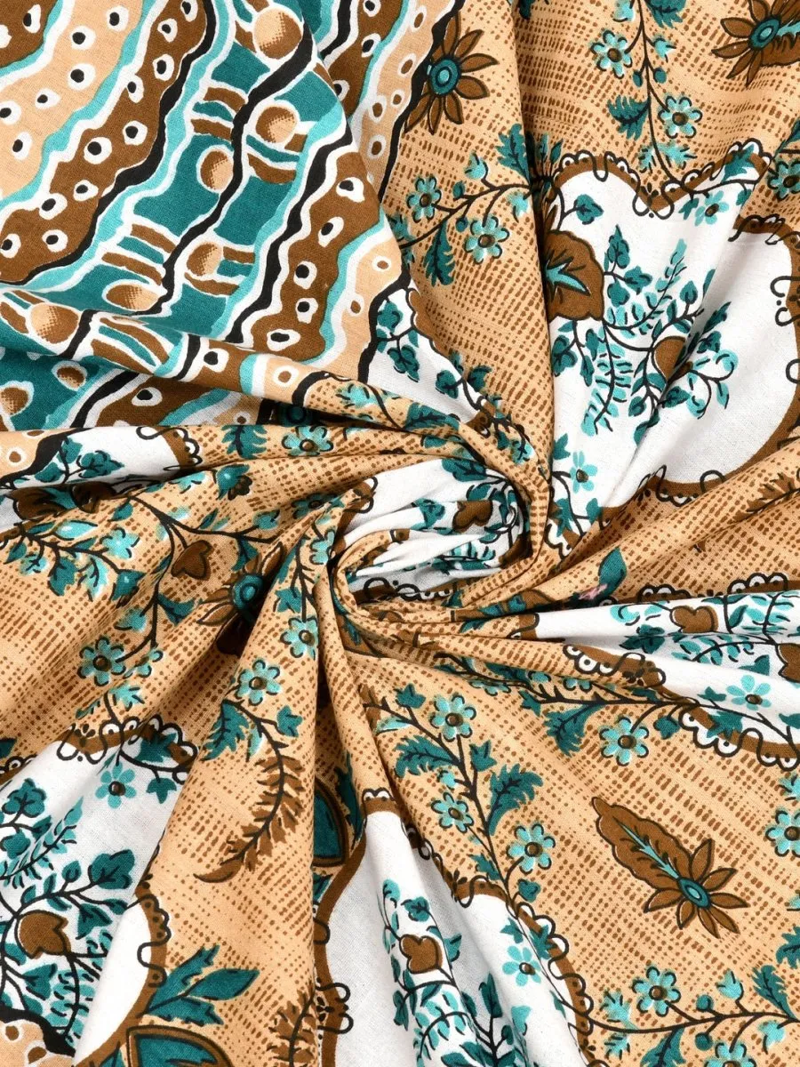 Jaipuri Hand Printed Queen Size Cotton Bedding Set -650