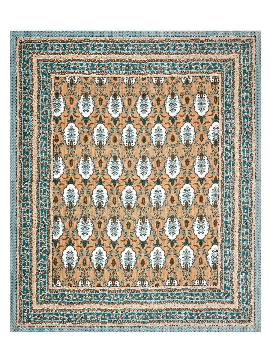 Jaipuri Hand Printed Queen Size Cotton Bedding Set -650