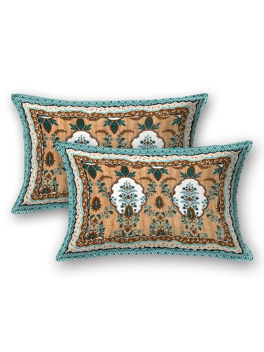 Jaipuri Hand Printed Queen Size Cotton Bedding Set -650