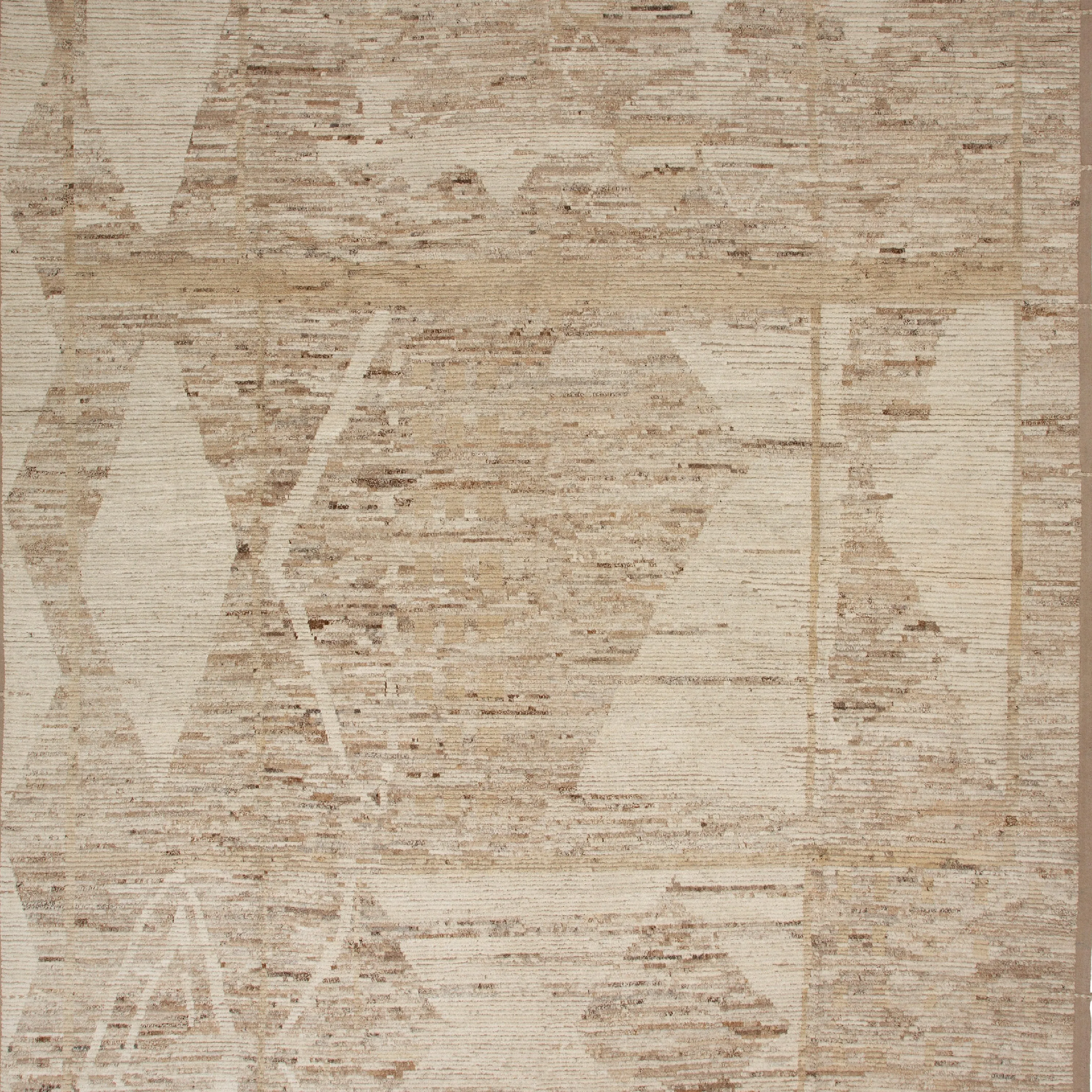 Light Brown Zameen Transitional Wool Rug - 13'9" x 16'6"