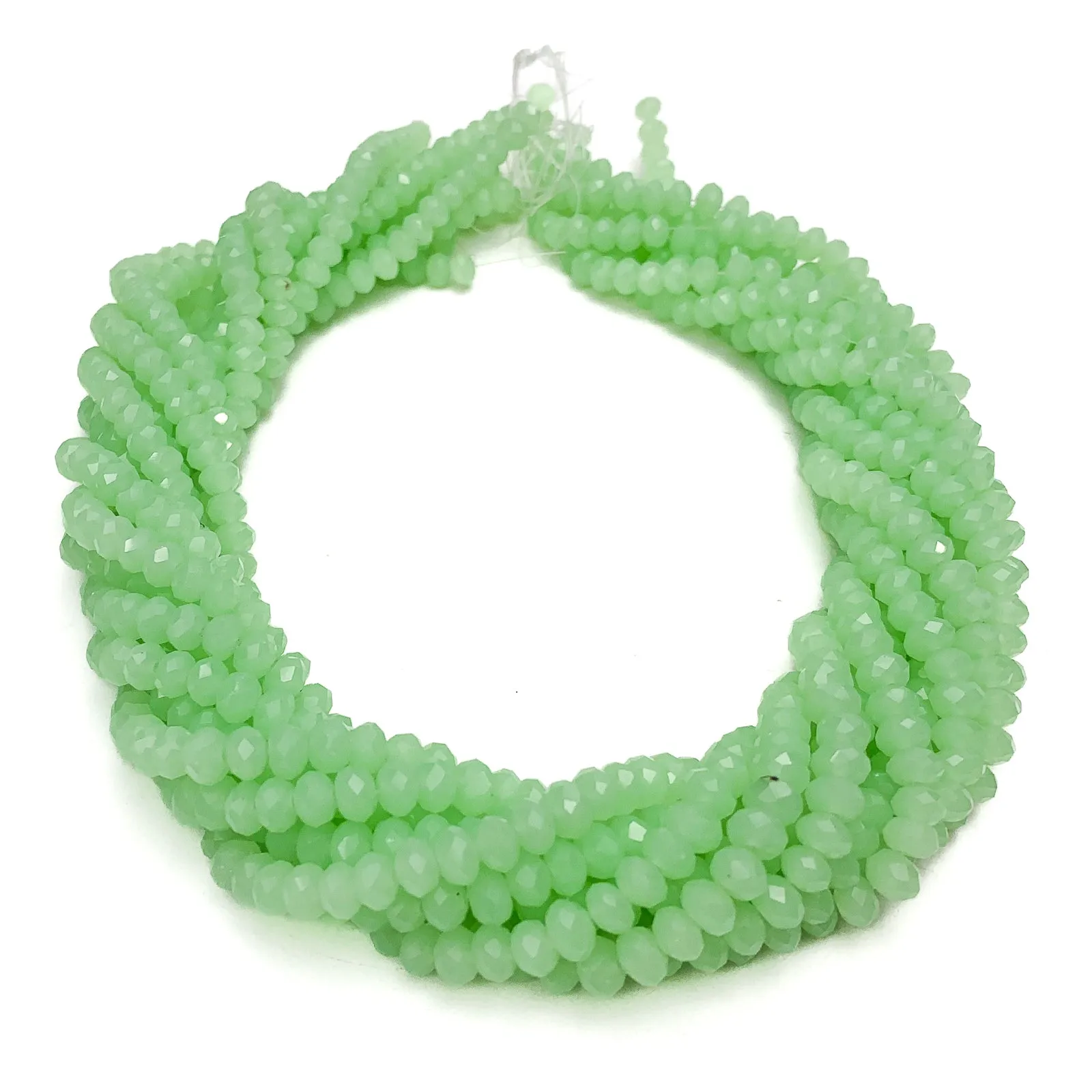 Light Green Velvet 6mm Faceted Rondelle Glass Bead Strand