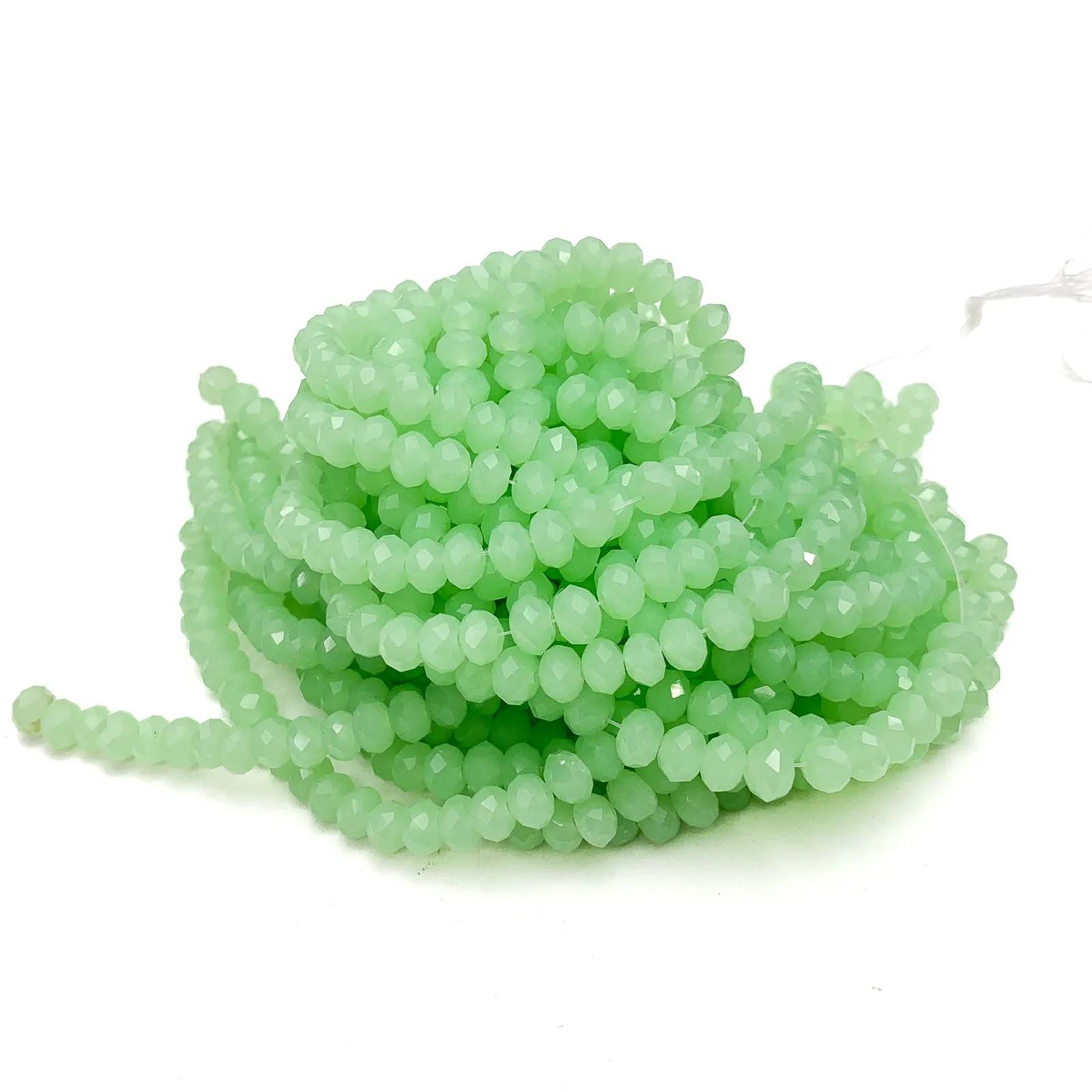 Light Green Velvet 6mm Faceted Rondelle Glass Bead Strand