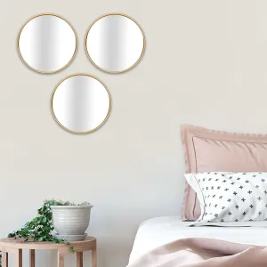 Market99 Wall - Set of 3 Wall Mirror | Durable & Rust Proof, Ideal for Girls, Girls Bedroom, Girls Bedroom Décor, Powder Room, Quirky Room Décor Gold Color