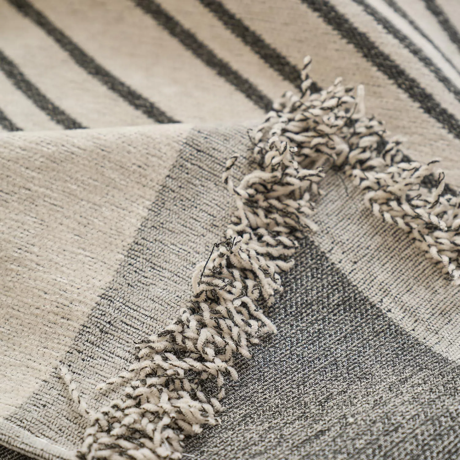 Midnight Black Printed Chenille Sofa Throw | All-Season & Anti-Slip Cover