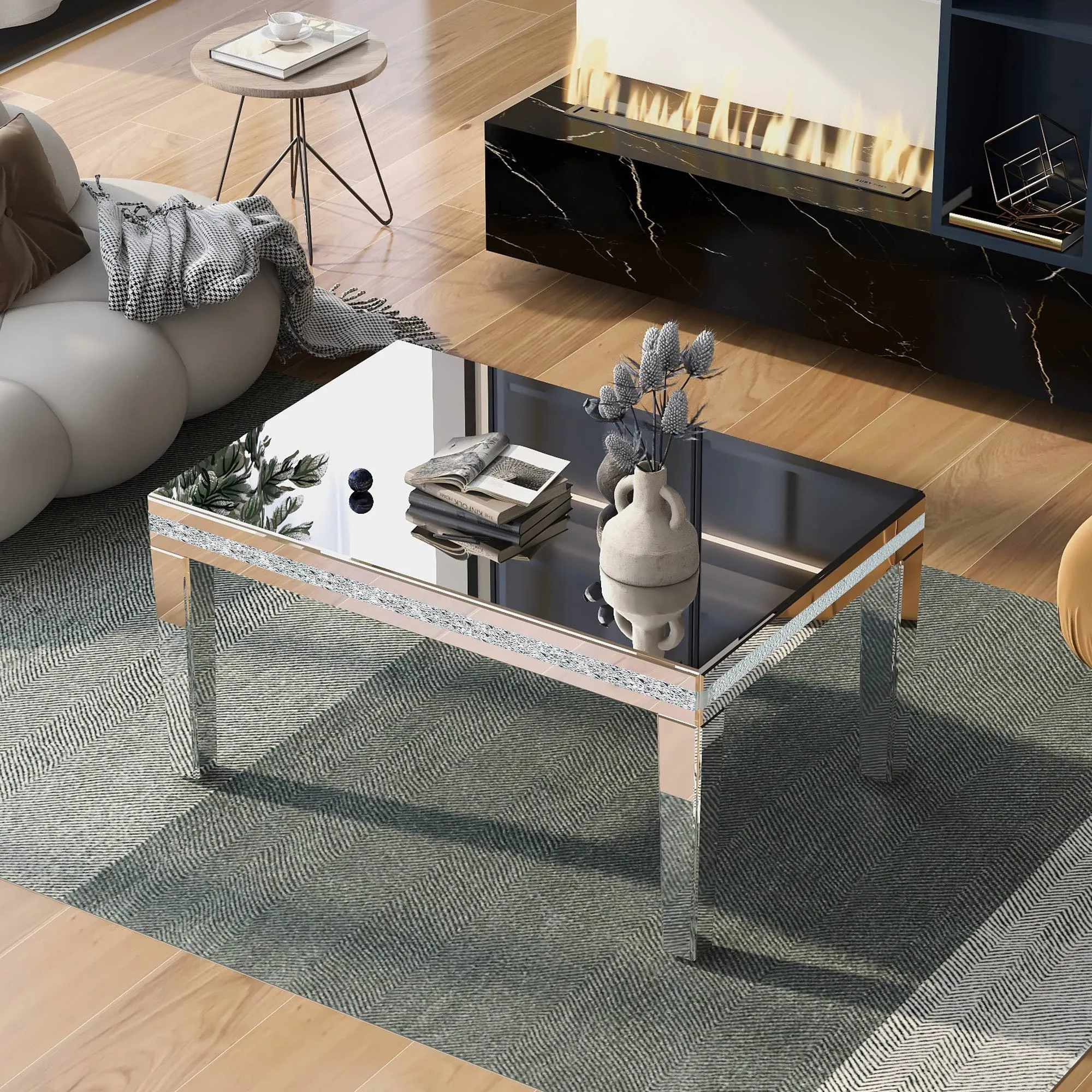 Mirrora Glass Mirrored Coffee Table