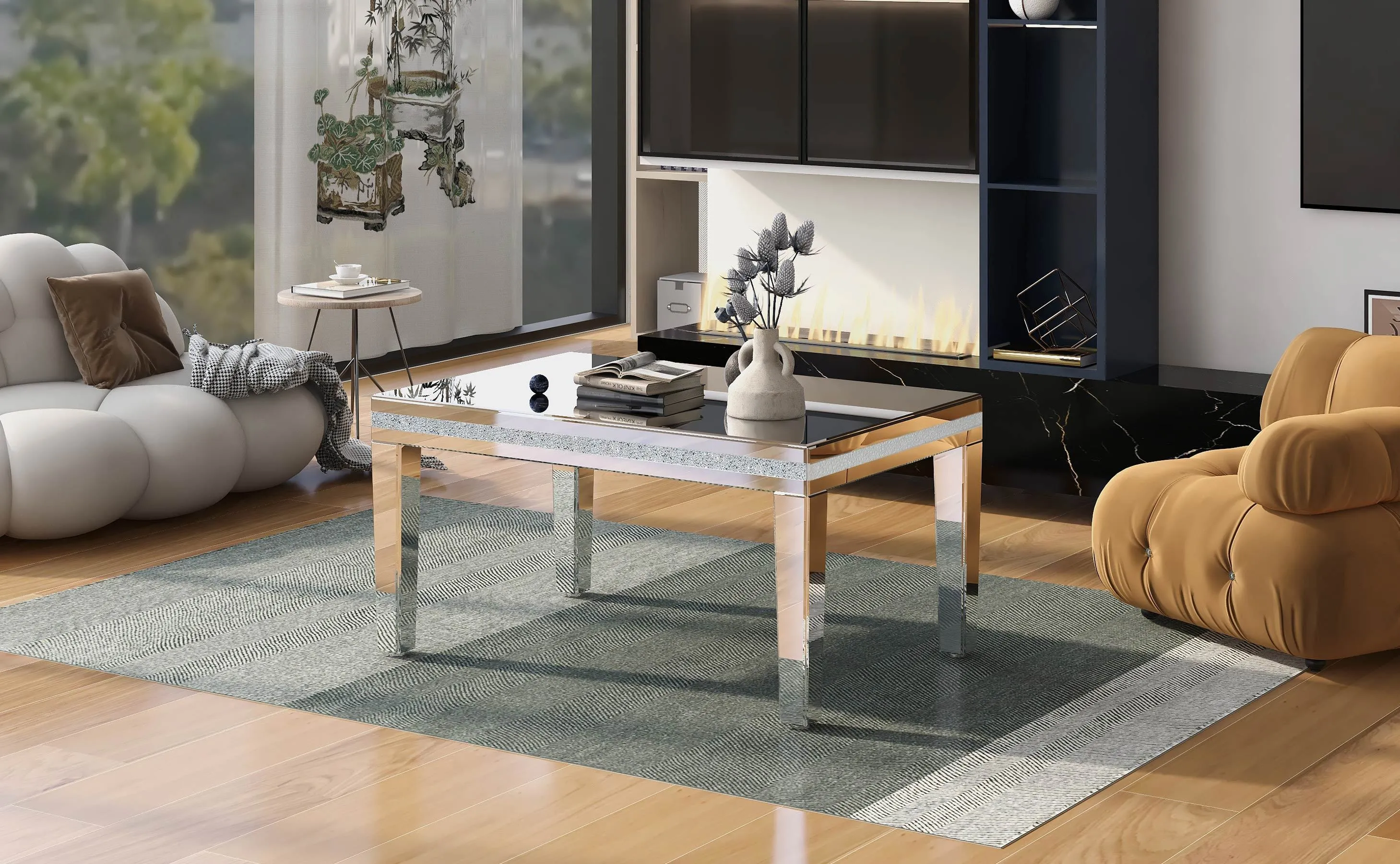 Mirrora Glass Mirrored Coffee Table