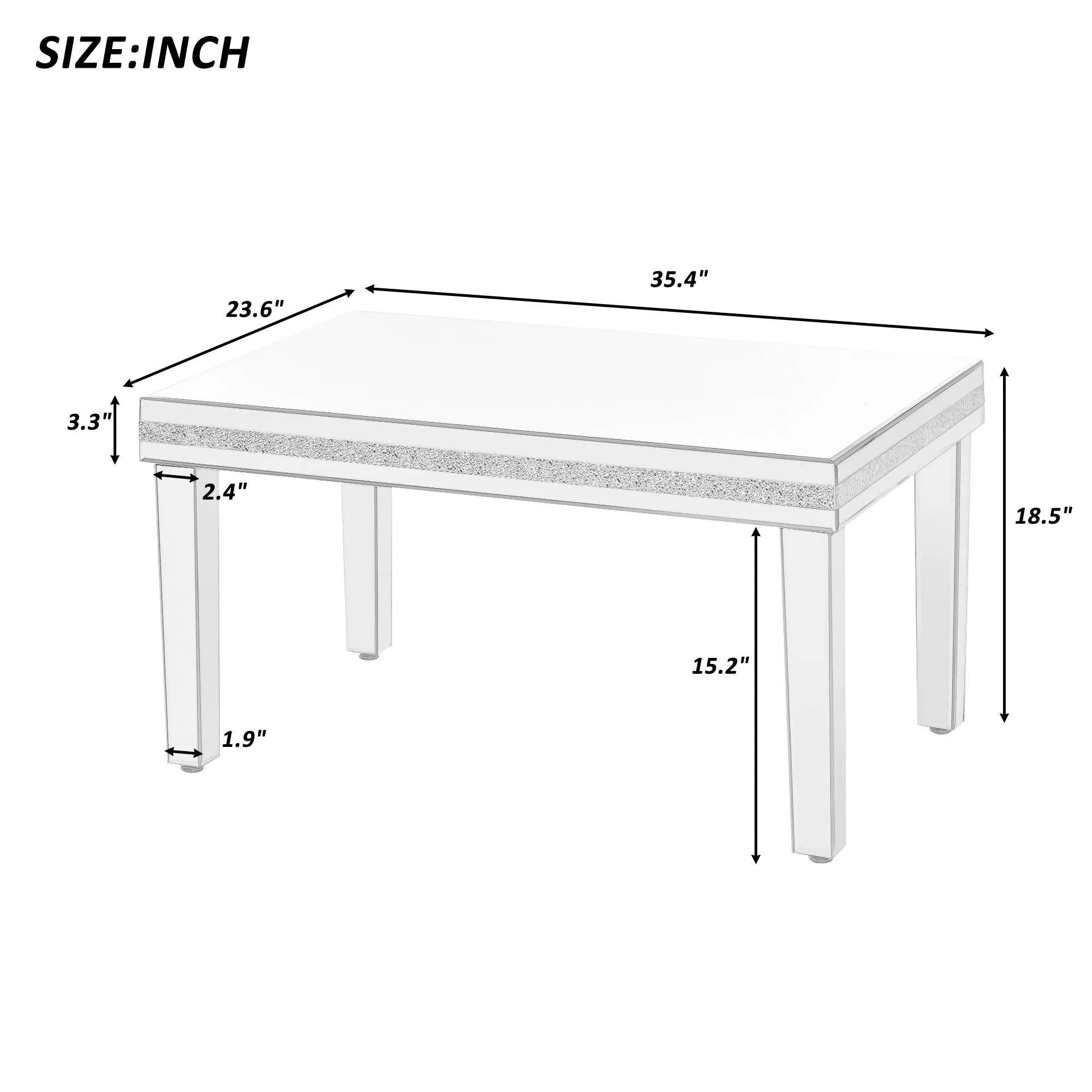 Mirrora Glass Mirrored Coffee Table