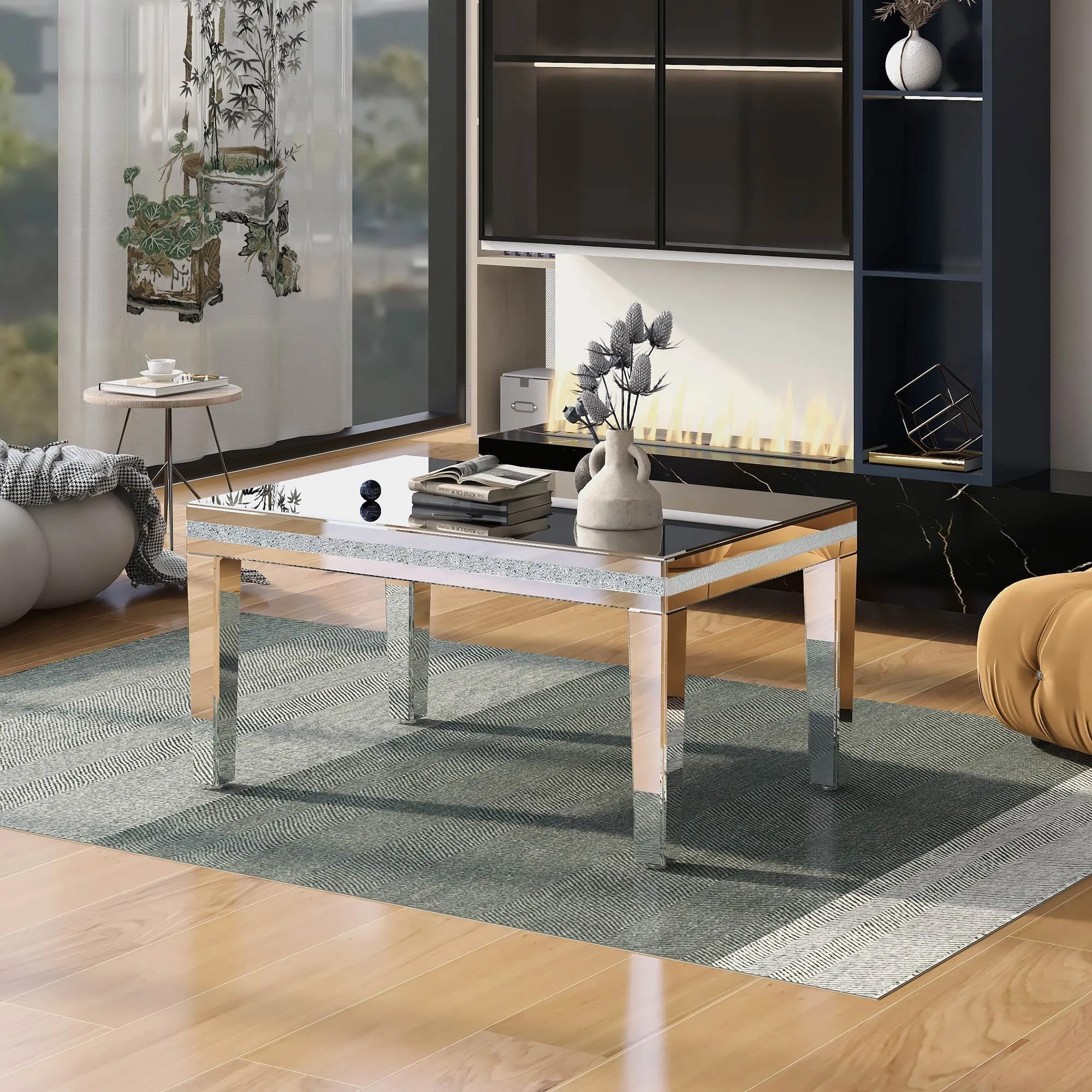 Mirrora Glass Mirrored Coffee Table