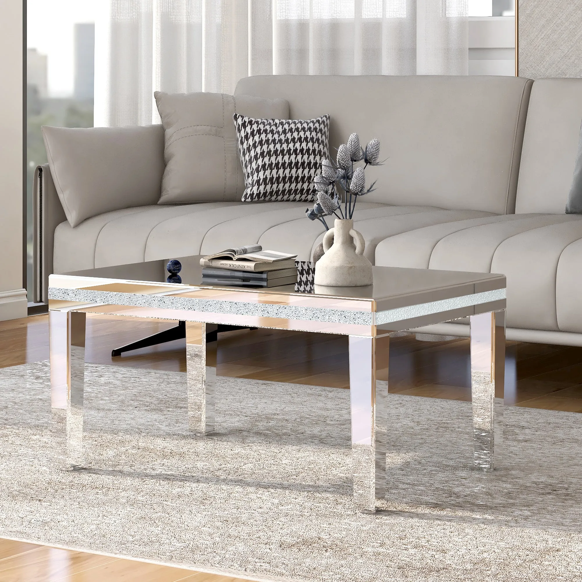 Mirrora Glass Mirrored Coffee Table