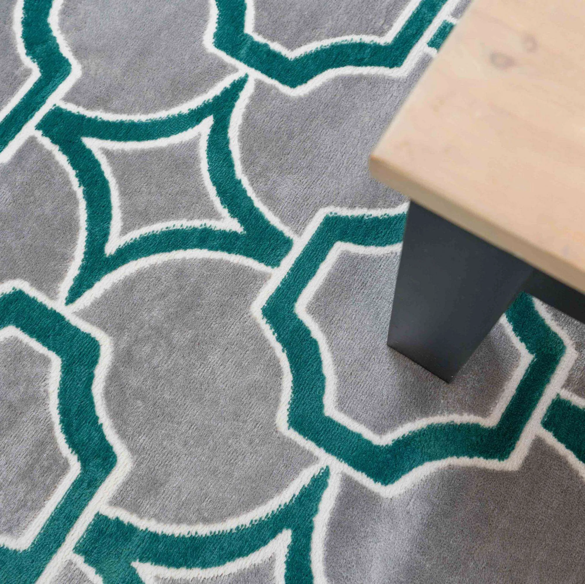 Modern Emerald Green Trellis Hall Runner Rugs