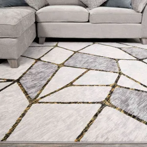 Modern Gold Abstract Mosaic Living Room Rugs - Road