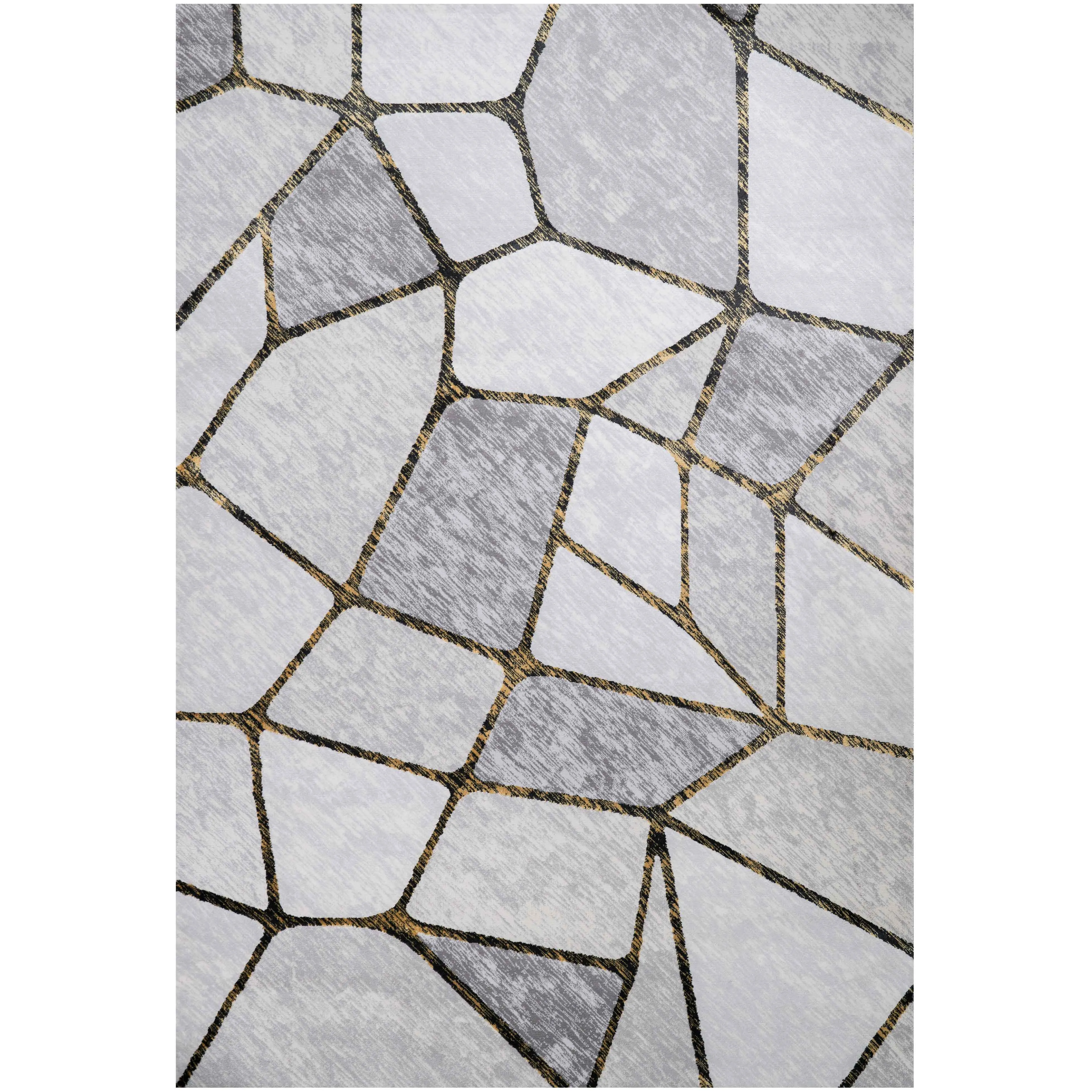 Modern Gold Abstract Mosaic Living Room Rugs - Road