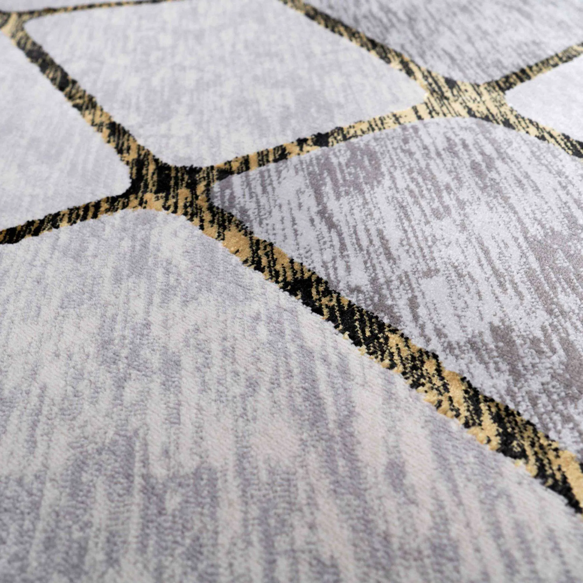 Modern Gold Abstract Mosaic Living Room Rugs - Road
