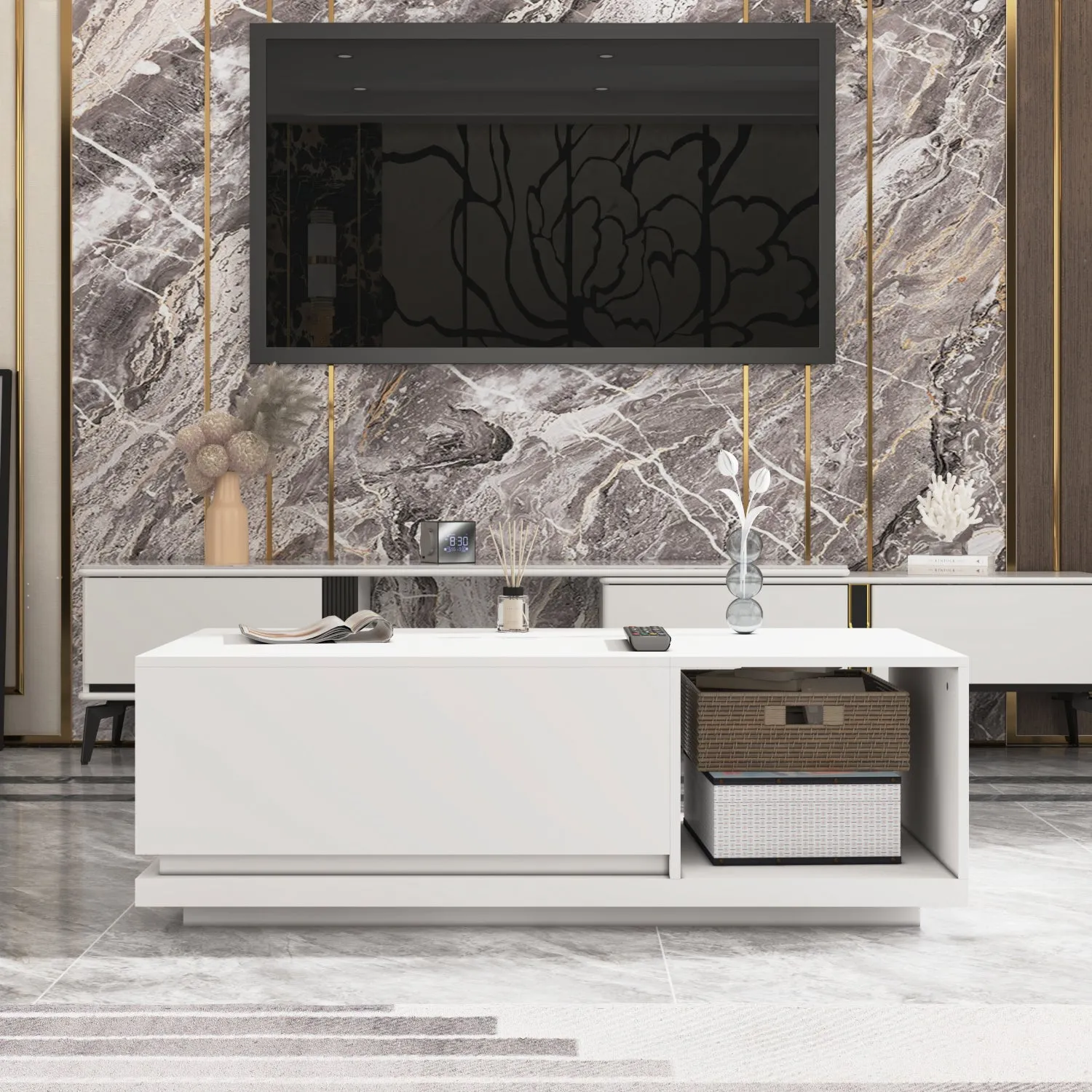 Modern Multi-Purpose Table with Hidden Storage Coffee Table Console